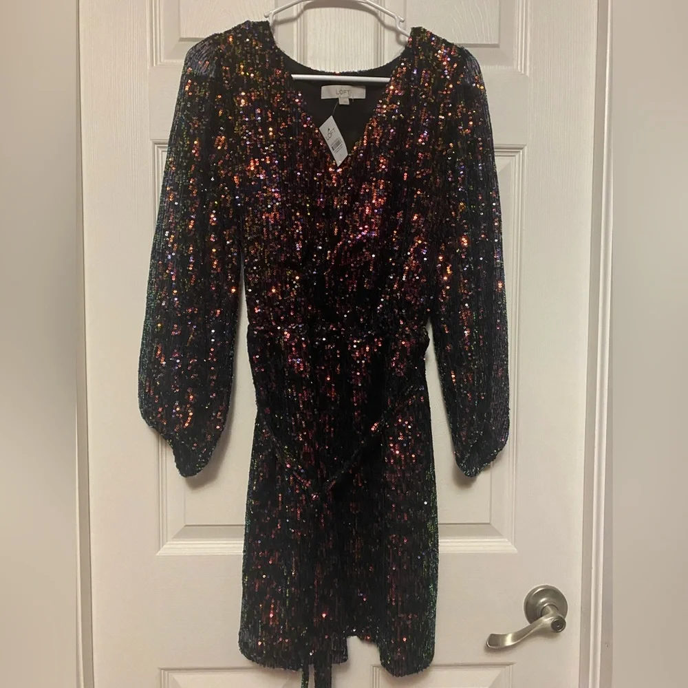 Sequins Women’s Dress Loft size Large - Picture 2 of 5